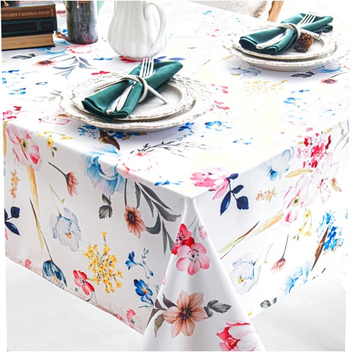 Joyfol Day Spillproof Floral Spring/Summer Indoor Tablecloth, Wrinkle Resistant Flower Table Cloth for Square Tables, Picnic/Patio/Parties Outdoor Table Covers (54 X 54 Inch)