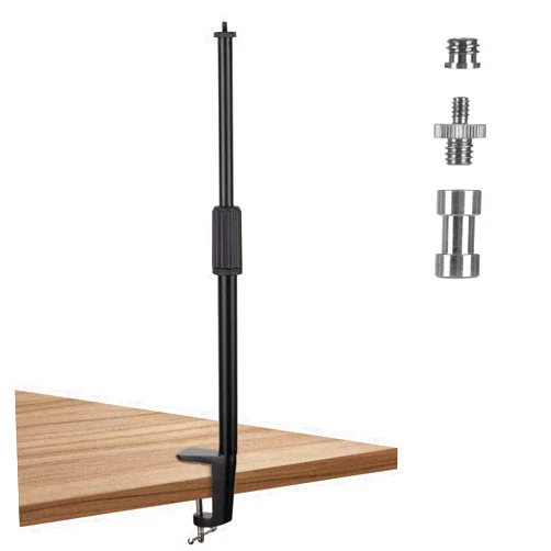 TARION Desktop Light Stand Mount - Adjustable 14 to 25 inch Height - Heavy Duty C Clamp Tabletop Monopod - 1/4 3/8 Screw Adapter for Ring Light Webcam Streaming