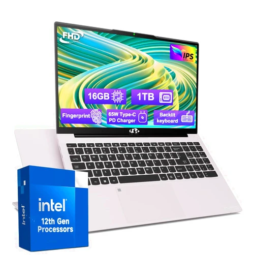 NIMO 15.6-FHD-Laptop Student-Laptop, 16GB RAM 1TB SSD, Intel Pentium Quad-Core N100 Processor (Up to 3.4GHz) Backlit Keyboard Fingerprint WiFi 6 BT5.2 Business-Laptop, 2 Years Warranty Windows 11 Laptop