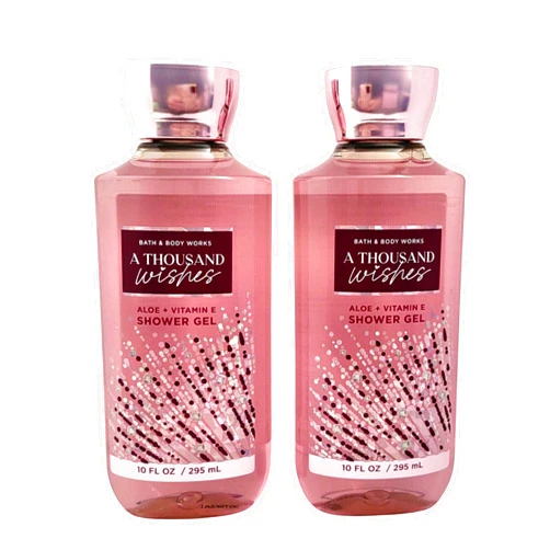 Bath & Body Works Shea + Vitamin E Shower Gel, Set of 2, 10oz Each (A Thousand Wishes)