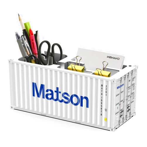 Yixoo Desk Organizer, Pen Pencil Holder, Business Name Cards Holder, Shipping Container Model Storage Box, Secret Storage Box with Multiple Compartments Office Supplies Multi-function (Matson)