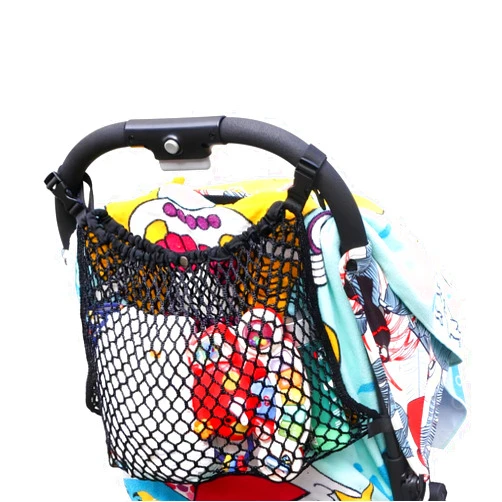 Ymeibe Stroller Caddy Organizer Extra Large Storage Space, Universal Fit Cargo Net Mesh Hanging Bag for Stroller Caddy Accessories Carrying Diaper and Snacks