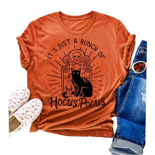 Tuwbue Hocus Pocus Halloween Shirts for Women Fall Tee Shirt Classic Halloween Movie Tops