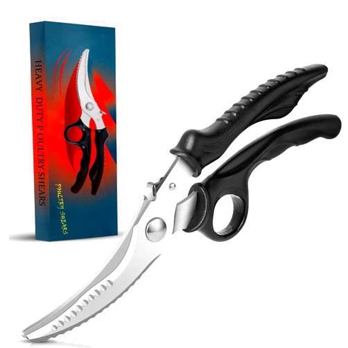 CLEECOO Poultry Shears, Heavy duty Kitchen Scissors for Food, Poultry Scissors for Meat with Anti-Slip Handle & Safety Lock