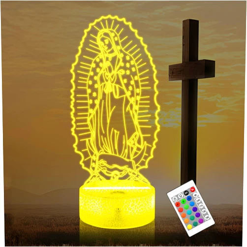 OkiyiD Catholic Gifts for Women, Virgin Mary 3D Illusion Lamp LED Night Light for Catholic Decor, Unique Religious Christian Believers Blessings Gift