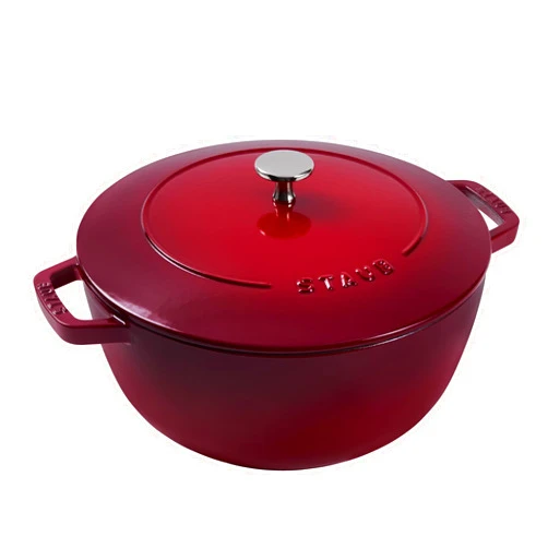 Staub Cast Iron Essential French Oven, Dutch Oven, 5-quart, serves 5-6, Made in France - Cherry
