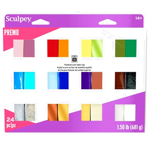 Sculpey Premo 24 Color Sampler of Polymer Oven-Bake Clay, Non Toxic 1.5 lbs., Great for Jewelry Making, Holiday, DIY, Mixed Media and More. Premium Clay Great for clayers and Artists.