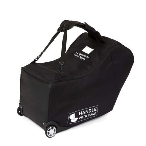 J.L. Childress Padded Infant Car Seat Bag with Wheels - Travel Bag for Airplane, Fits Most Baby & Infant Car Seats, Compatible with UPPAbaby, Nuna, & Chicco, AirTag Compatible - Premier, Black