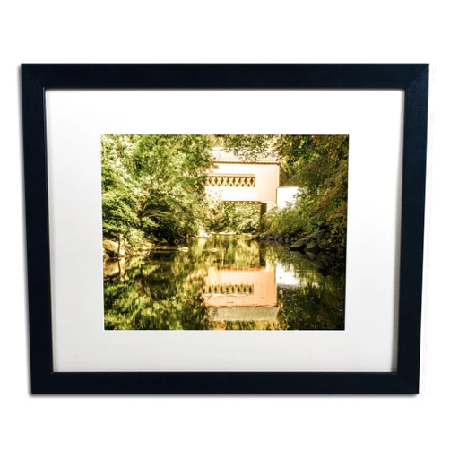 Trademark Fine Art Wooddale Covered Bridge by PIPA Fine Art, White Matte, Black Frame 16x20-Inch