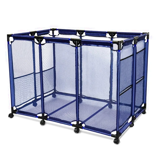 JEFEE Pool Storage Bins Rolling Pool Safety Storage Cart Standard Noodle Holder Organizer Container with Nylon Mesh Basket, for Pool Floats, Balls, Toys, 48