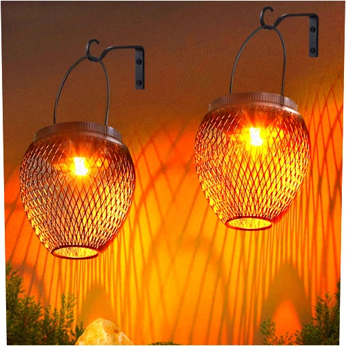 Terethryn Solar Lanterns Outdoor, Upgraded Hanging Solar Lights Waterproof , 2 Modes Garden Lamps Metal Decorative Lighting for Yard Patio Pathway Tree Wedding Parties Decor, 2 Pack