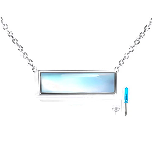 CRMAD Bar Larimar/Turquoise/Moonstone Urn Necklace Sterling Sliver Cremation Jewelry Urn Necklaces for Ashes for Women