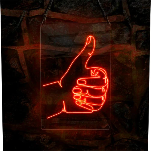 Ancfun Thumb Up Gesture Left Hand Cool Like Neon Sign, Handmade EL Wire Neon Light Sign, Home Decor Wall Art, Lime