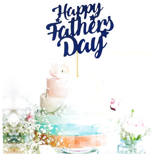 GrantParty Happy Father's Day Blue Cake Topper, Best Dad Hot Papa Father's Day Decoration, Fathers Day Party, Happy Dada Day Topper(Blue Stars Fathers Day)