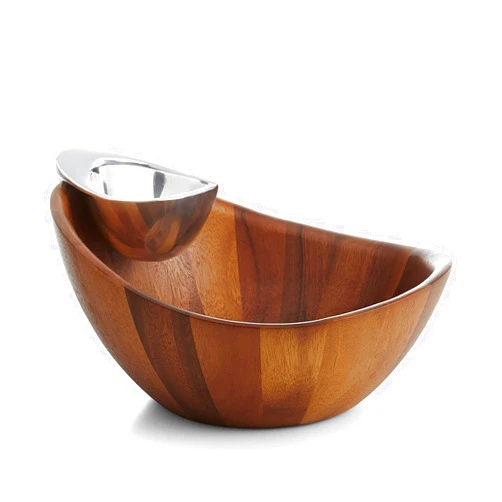 Nambe - Serveware Collection - Harmony Chip and Dip Bowl - Measures at 12