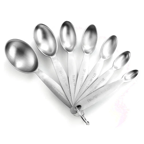 Spring Chef Stainless Steel Measuring Spoons Set of 7, Oval Metal Teaspoon & Tablespoon Measuring Spoons - Nesting Kitchen Gadgets For Baking & Cooking, Dual Measurements - Dry & Liquid Ingredients