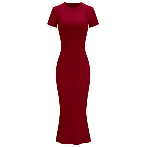 LOMON Women Fishtail Hem Ribbed Maxi Dresses Summer Casual Stylish Y2k Sexy Fitted Lady Elegant Cotton Soft Lounge Dress