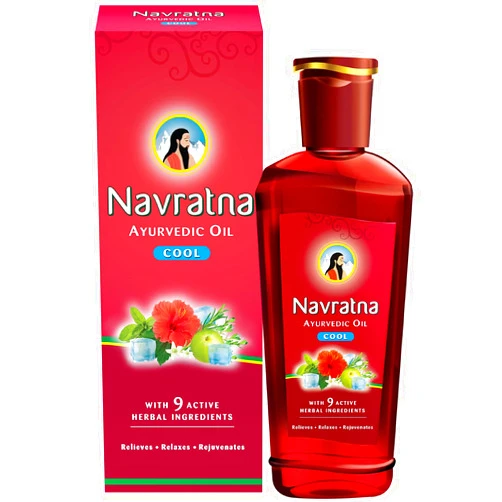 Navratna Ayurvedic Cool Oil | with 9 Active Herbal Ingredients | Relaxing Head Massage Oil | Quick Relief from Headache & Body Ache | 10.14 Fl Oz/300ml