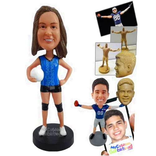 MyCustomBobblehead.com Custom Bobblehead Athletic Volleyball Player Wearing jerseyu and Holding The Ball - Sports & Hobbies