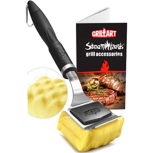 GRILLART Grill Brush for Outdoor Grill Bristle Free - Reinforced Grill Cleaner Scraper BBQ Brush - Replaceable Head Barbecue Grill Cleaning Brush - Safe BBQ Accessories Grill Tools - Gifts for Men/Dad