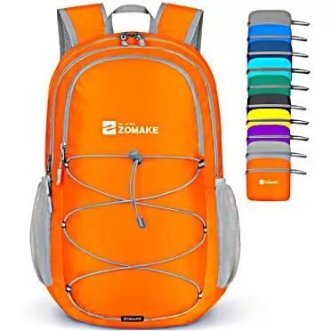 ‎ZOMAKE ZOMAKE 28L Packable Backpack:Lightweight Hiking Backpacks - Water Resistant Foldable Back Pack for Hiking Camping Orange