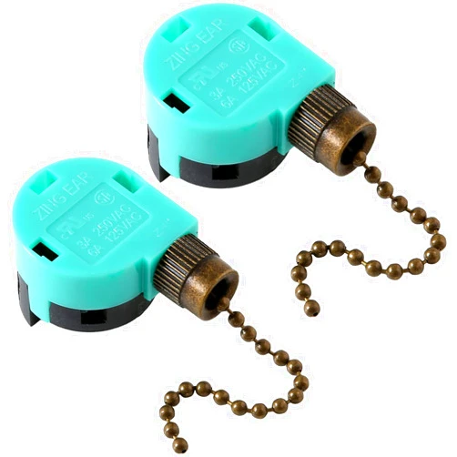 Akahttbn Ceiling Fan Switch Zing Ear ZE-268S6, 3 Speed 4 Wire Speed Control Pull Chain Cord Appliances Switch Replacement Parts Compatible with Hunter Ceiling Fans Wall Lamps (Bronze)