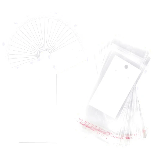 Generic Paper & Plastic Jewelry Earrings Display Cards Rectangle White W/Self-Seal Bags - Blank for You to Customize - 100 Sets…