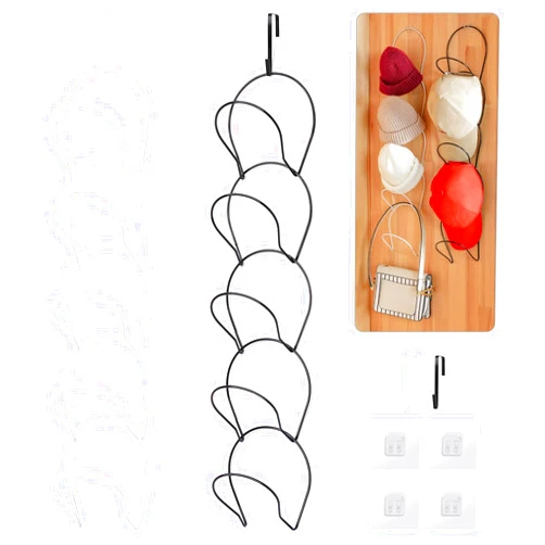 Lorpect 10 Pieces Hat Rack Hanger Holder Organizer Closet Hanging Baseball Cap Storage Rack for Scarves Handbags Towels Clothes Ties Over Door Wall Mounted w Hanging Hook Black