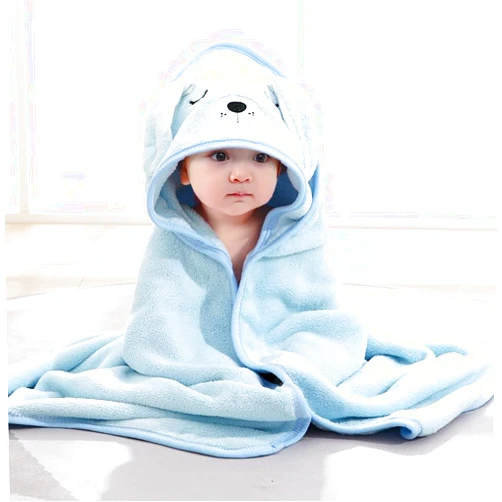 Gucilulu Hooded Baby Towel - Premium Soft Bath Towel for Baby, Newborn,Infant - Ultra Absorbent,Natural Baby Stuff Towel, Soft Coral Velvet Coral Fleece Bath Towel for Boys and Girls(Blue Puppy)