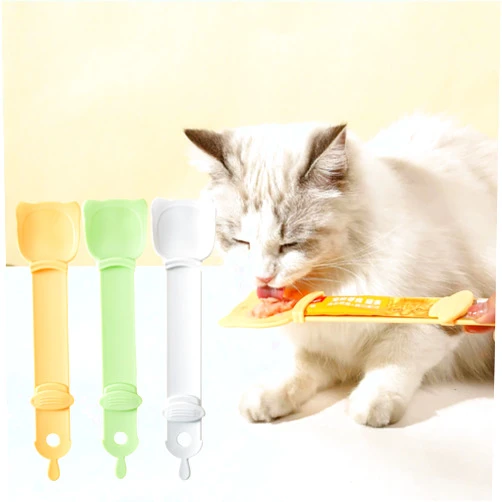Vayindit 3 Pack Cat Strip Feeder, Cat Claw Shaped Cat Strip Squeeze Spoon 2 in 1 Cat Food Can Spoon Multi Functional Pet Spoons Cat Feeder