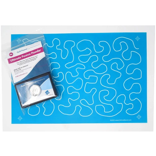 Full line Stencil - Beginners Choice Bundle, Includes Pounce Pad with White Ultimate Iron Off Chalk and #31019 Large Stipple Meander Full Line Stencil. (QPU, 31019)