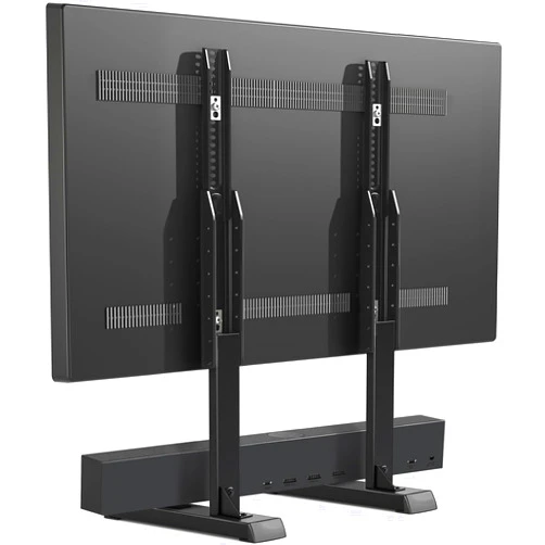 5Rcom Universal TV Stand, Large TV Legs for 37-86 Inch Flat Curved TVs with Cable Management, 6 Height Adjustment Table Top TV Mount Stand Up to 150lbs, LG/TCL/Samsung TV Replacement Stand, Black