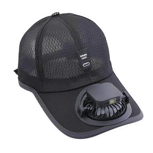 Clobeau Adults Mesh Baseball Cap Fishing Beach Hats with Solar Fan, Summer UV Protection Sun Hat, Solar Powered/USB Charging Sunhat