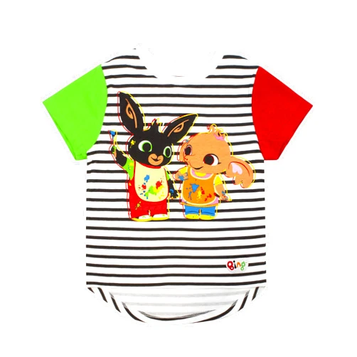 Bing Bunny T-Shirt Sula Striped Black White Kids Girls & Boys Raglan Top