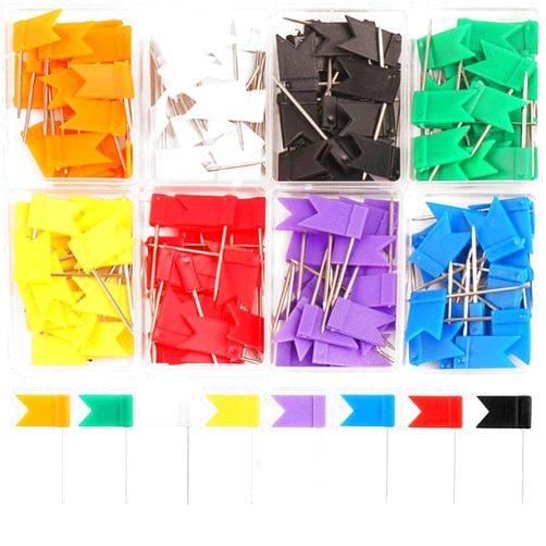 SUBANG 160 Pieces Flag Push Pins Flag Map Pins, 8 Boxes Flag Colorful Map Tacks Push Tacks for Learning Working