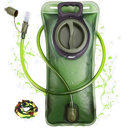 CHERAINTI Hydration Bladder, 1.5L-2L-3L Water Bladder for Hiking Backpack Leak Proof Water Reservoir Storage Bag, BPA-Free Water Pouch Hydration Pack for Camping Cycling Running, Military Green 1.5-2-3 Liter