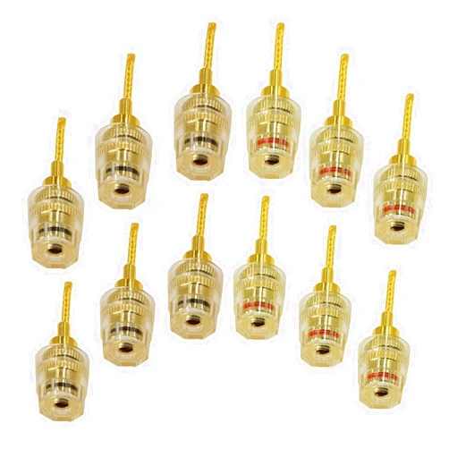 Arklove 12Pack Gold Banana/Pin Speaker Adapter, 4mm Female to 2mm Pin, 12 Count