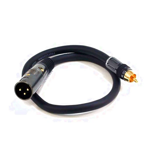 Monoprice XLR Male to RCA Male Cable - 1.5 Feet - Black, 16AWG Shielded Twisted Pair Oxygen-Free Copper Braid Conductors, E21 Gold Plated Connectors - Premier Series