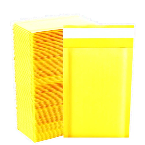 DaSen Kraft bubble mailers 4x7 Inch 100 Pack,Self-Sealing Paper Envelopes for Packaging,Strong Adhesion Envelope Mailers, Small Waterproof Cushioned Padded Shipping Bags Yellow #000