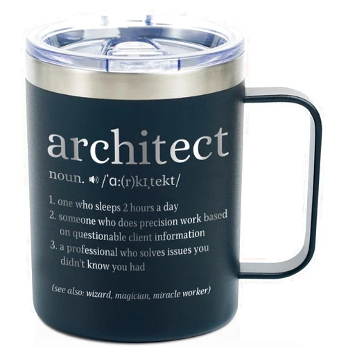 Onebttl Funny Architect Gifts, Architecture Gifts For Christmas, Birthday, 12Oz Stainless Steel Tumbler Travel Mug - Black Definition