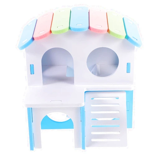 Sosoport Large Double Storey Hamster House Guinea Pig Villa Hideout Chinchilla Hut Pet Habitat for Dwarf Hamsters Small Animals