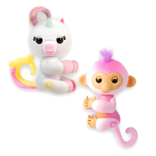 Fingerlings Interactive Baby Monkey and Unicorn - Pack of 2 - Lulu & Harmony - 70+ Sounds & Reactions, Heart Lights Up, Reacts to Touch (Ages 5+)