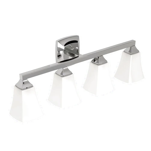 Moen YB5164CH Voss 4-Light Dual-Mount Bath Bathroom Vanity Fixture with Frosted Glass, Chrome