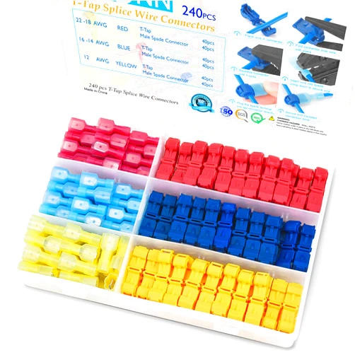 TICONN 240Pcs T Tap Wire Connectors, T Wire Quick Splice Connector, T Connectors for Wiring with Storage Case (240Pcs)