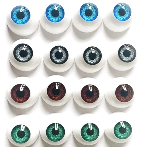 Jashem 8 Pairs of 4 Colors 22mm Half Round Realistic Acrylic Eyes for Halloween Props, Masks, Dolls or Bears Craft Plastic Eyeballs (22mm)