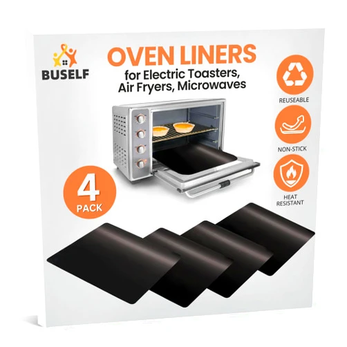 Buself Toaster Oven Liner – Compatible with Breville, Cuisinart, Black & Decker, Dash, and More – Nonstick Heat Resistant Reusable Air Fryer Liners, PFOA & BPA Free, 9x11