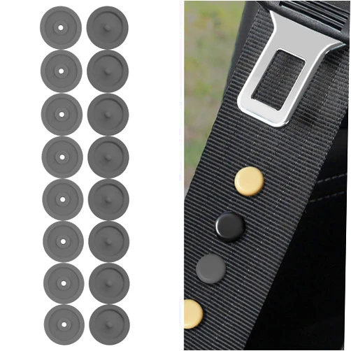ASUBHA 8 Sets Universal Fit Seatbelt Stopper Kit, Seat Belt Stop Button, Snap-on Seat Belt Button Stop, Seat Belt Buckle Button Prevent Buckle from Sliding Down, No Welding Required (Grey)
