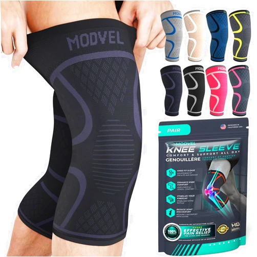 Modvel Compression Knee Brace for Women & Men - 2 Pack Knee Brace for Women Running Knee Pain, Knee Support Compression Sleeve, Workout Sports Knee Braces for Meniscus Tear ACL & Arthritis Pain Relief