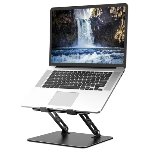 Gogoonike Adjustable Laptop Stand for Desk, Metal Foldable Laptop Riser, Portable Laptop Holder Mount, Ventilated Cooling Computer Notebook Stand Compatible with 10-15.6” Laptops