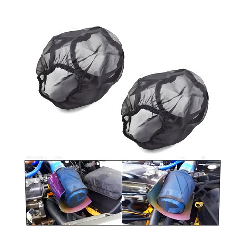 AICEL Air Filter Wrap, 2 Pcs Universal Auto Cold Air Filter Protective Dustproof Cover, Automotive Air Cleaner Waterproof Rain Sock Wrap for High Flow Air Intake Filters, Car Accessories (Small)